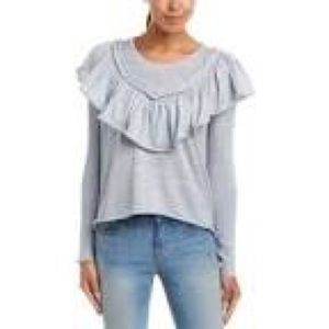 Wildfox Cotton Lais Ruffled Long Sleeve Crop